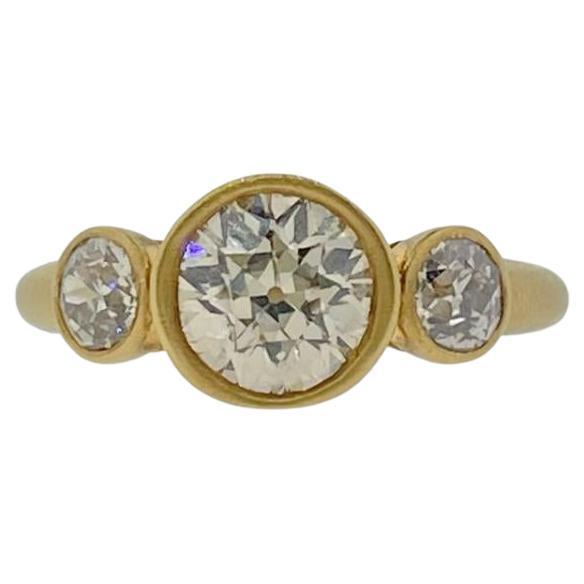18K Yellow Gold Old European Diamond Ring  For Sale