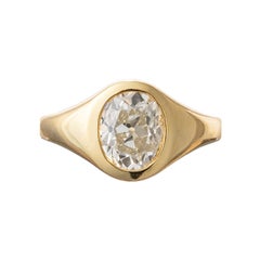 Bague gitane en or jaune 18k avec diamants taillés à l'ancienne