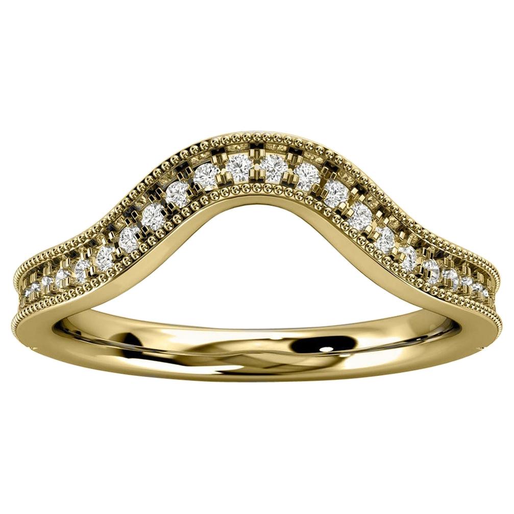 For Sale:  18k Yellow Gold Olive Milgrain Curve Diamond Ring '1/6 Ct. Tw'