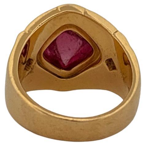 18K Gelbgold Omar Torres Cabochon Pink Turmalin & Diamant Ring im Angebot 3