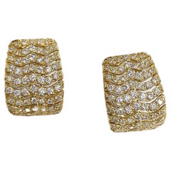 18K Yellow Gold Omega Back Diamond Earrings