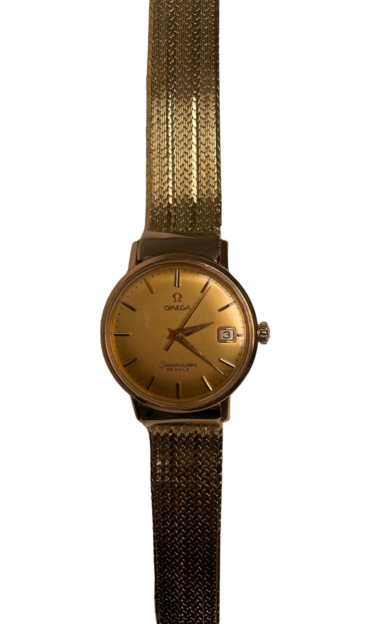 18k Yellow Gold Omega Seamaster De Ville Men Watch In Good Condition For Sale In Guaynabo, PR
