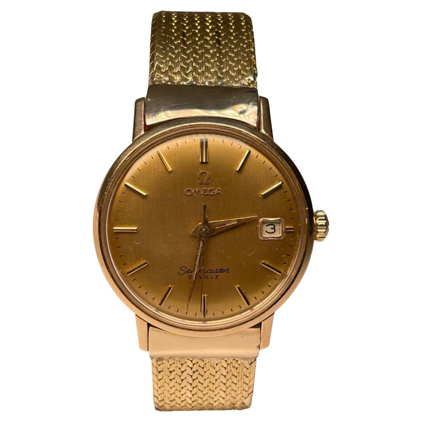 18k Yellow Gold Omega Seamaster De Ville Men Watch For Sale at 1stDibs ...