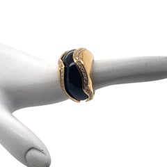 18 Karat Yellow Gold Onyx and Diamond Ring