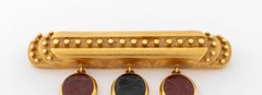 18K Yellow Gold Neoclassical Onyx Carnelian Intaglio Bar Pin