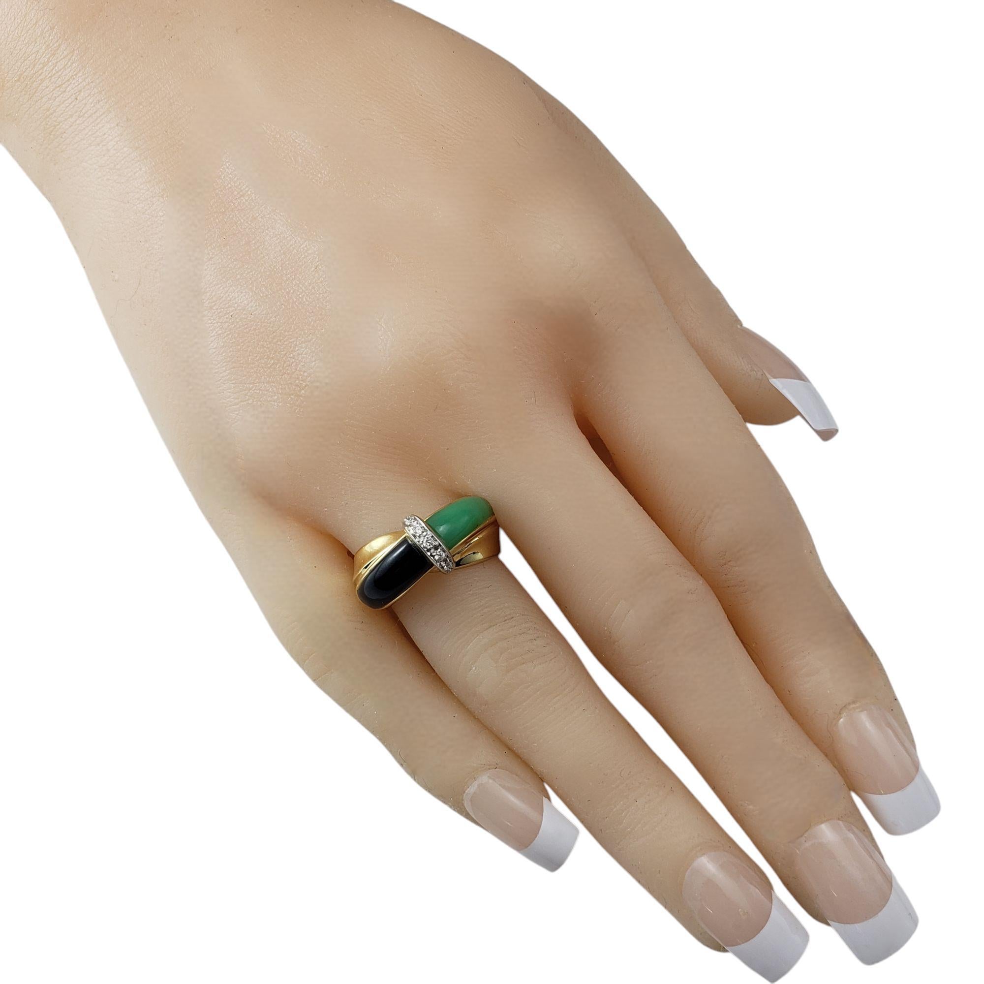 18K Yellow Gold Onyx, Jade and Diamond Ring Size 7.25 #20968 For Sale 1