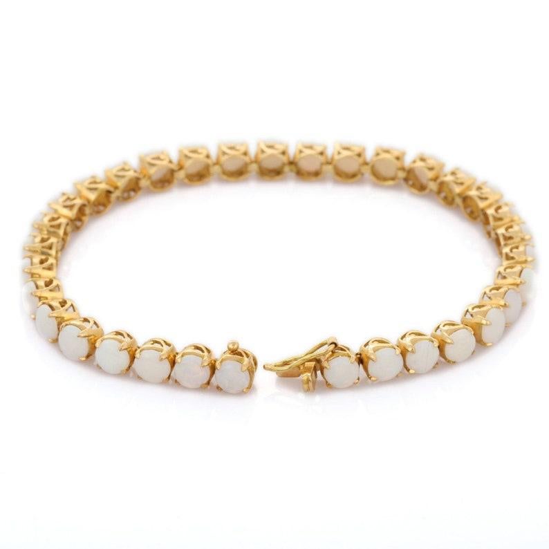 gold opal tennis bracelet