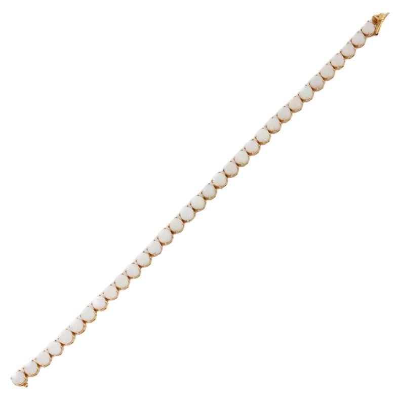 Gemstone bracelet in 18K Gold. It has a perfect round cut gemstone to make you stand out on any occasion or an event.
A tennis bracelet is an essential piece of jewelry when it comes to your wedding day. The sleek and elegant style complements the