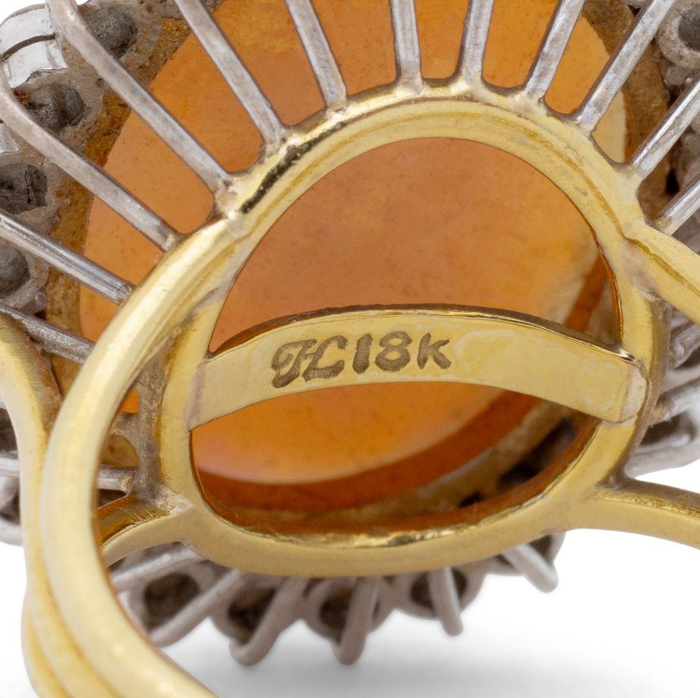 Anello con diamante e opale in oro giallo 18 carati in vendita 2