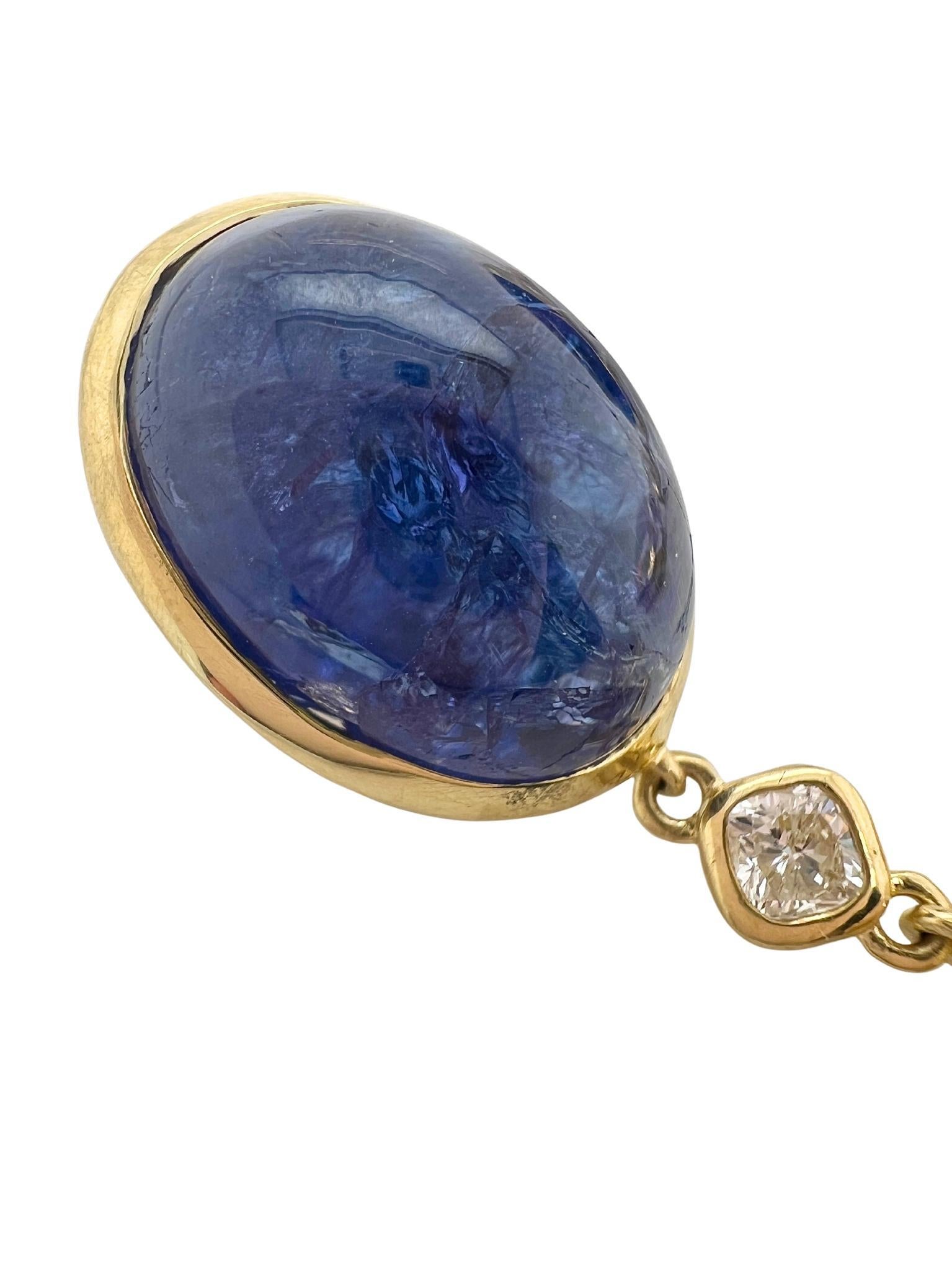 Donna Orecchini pendenti a tre parti in oro giallo 18k con opale e tanzanite e diamanti in vendita