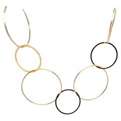 18K Yellow Gold Open Circle Link Necklace