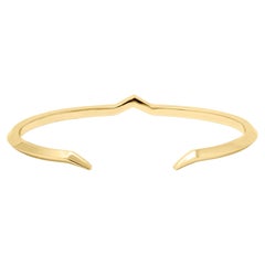 18k Yellow Gold Open-Ended Minimalist Architectural Fang Bangle