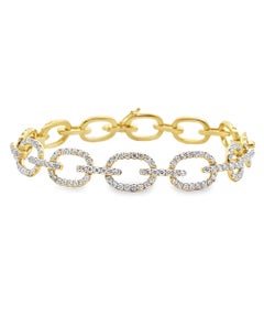 18K Yellow Gold Open Link Diamond Bracelet