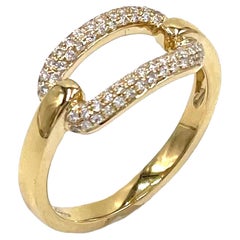 18K Yellow Gold Open Link Modern Diamond Ring
