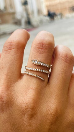 18K Yellow Gold Open Diamond Wrap Ring Diamond Triad Band