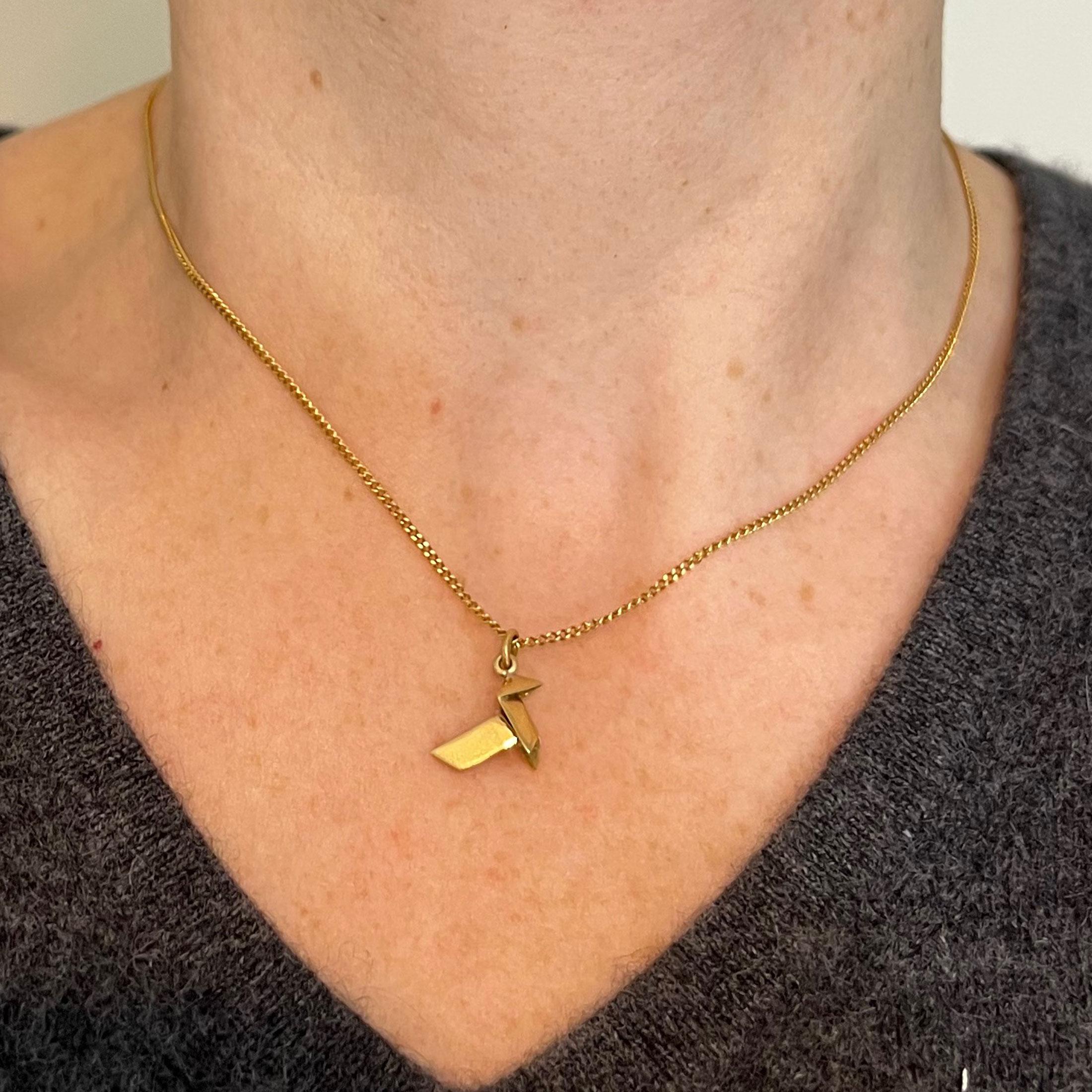 Pendentif breloque Origami en or jaune 18 carats en vente 1