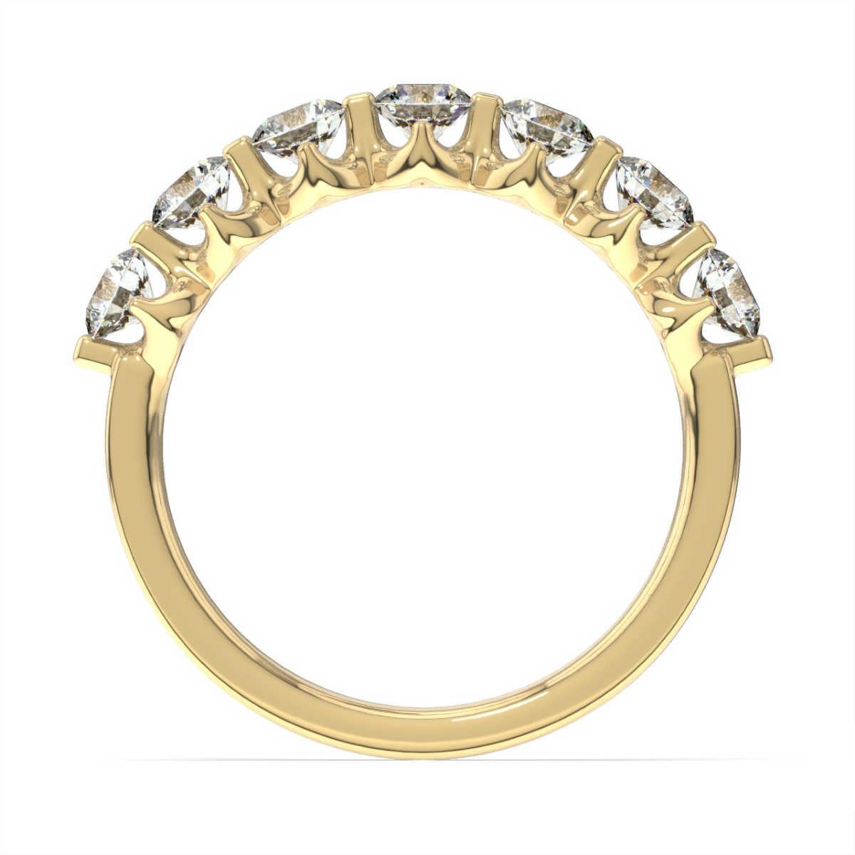 This ring features prong share 7 round brilliant diamonds. Experience the difference!

Product details: 

Center Gemstone Color: WHITE
Side Gemstone Type: NATURAL DIAMOND
Side Gemstone Shape: ROUND
Metal: 18K Yellow Gold
Metal Weight: 2.57
Setting