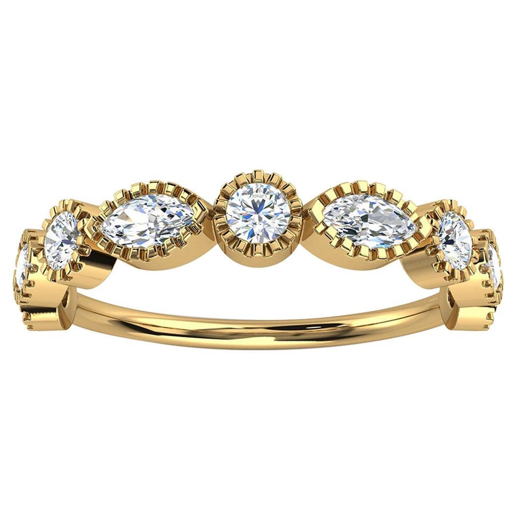 For Sale:  18k Yellow Gold Ornit Petite Milgrain Diamond Ring '1/2 Ct. Tw'