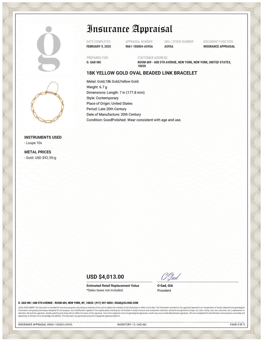 Timeless Elegance in Every Link
Elevate your jewelry collection with this exquisite 18K Yellow Gold Oval Link Bracelet. Meticulously crafted, this bracelet embodies the perfect blend of classic design and modern sophistication, making it a versatile
