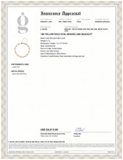 18K Yellow Gold Oval Link Bracelet, Late 20th Century, USA, 7 Inches