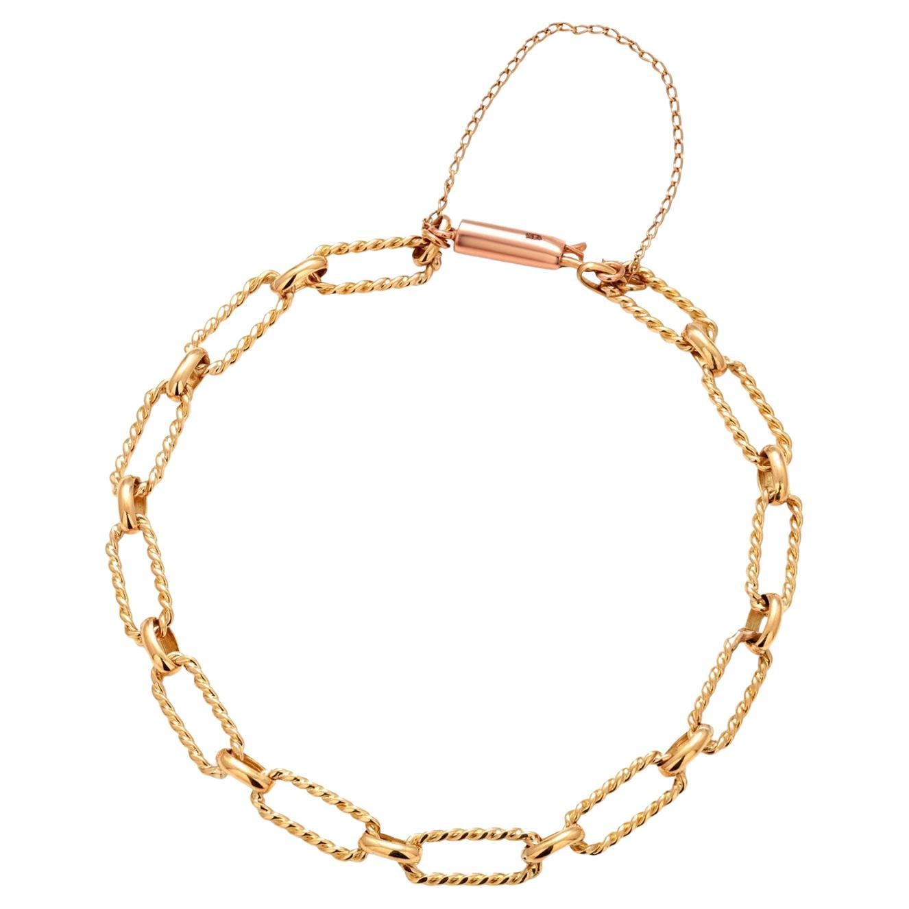 18K Yellow Gold Oval Beaded Link Bracelet