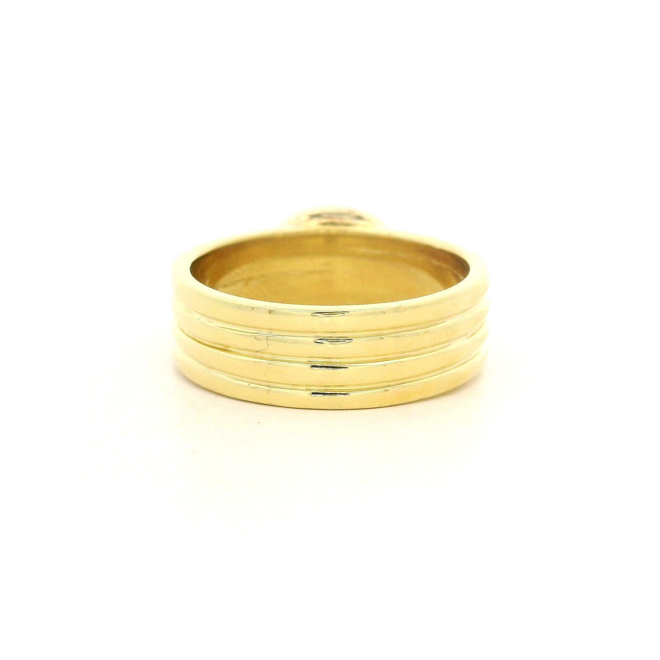 Bague solitaire en or jaune 18 carats avec aigue-marine cabochon ovale, taille 6,5 2