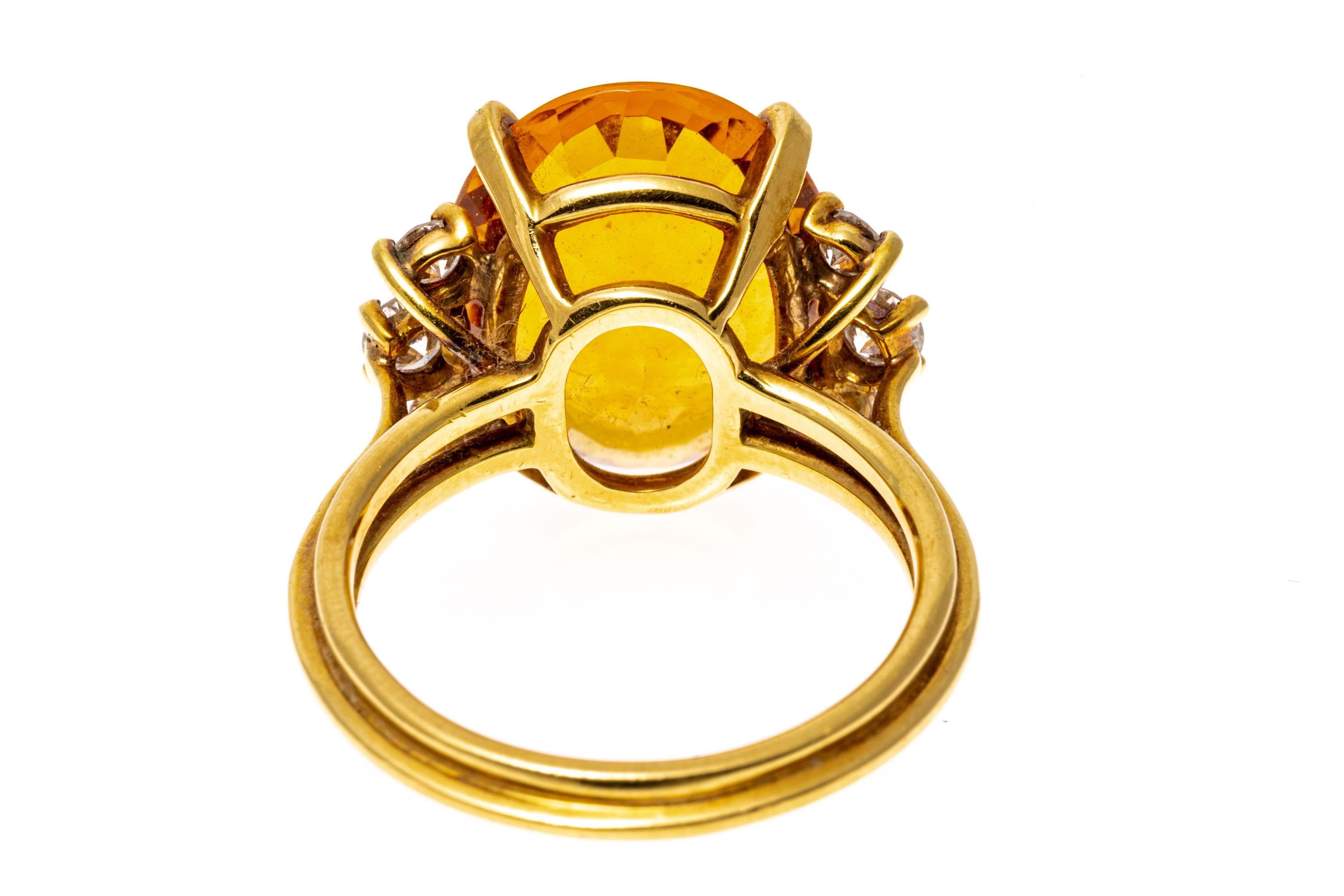 Rétro Bague en or jaune 18 carats, citrine ovale, « App. 7,96 carats » et diamants gradués en vente