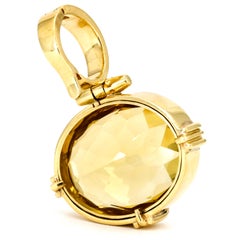 18 Karat Yellow Gold Oval Citrine Pendant Enhancer