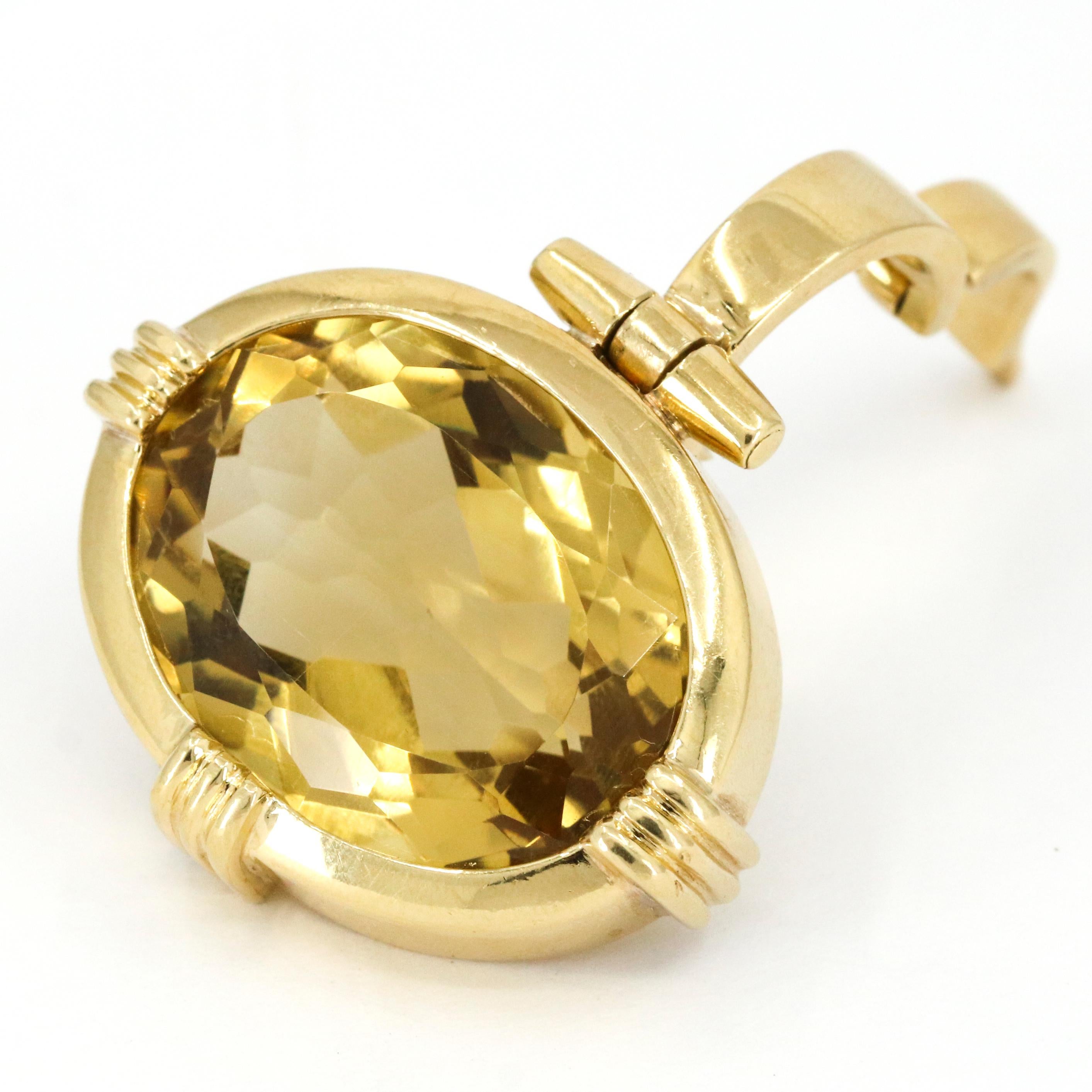 18 Karat Yellow Gold Oval Citrine Pendant Enhancer For Sale 1