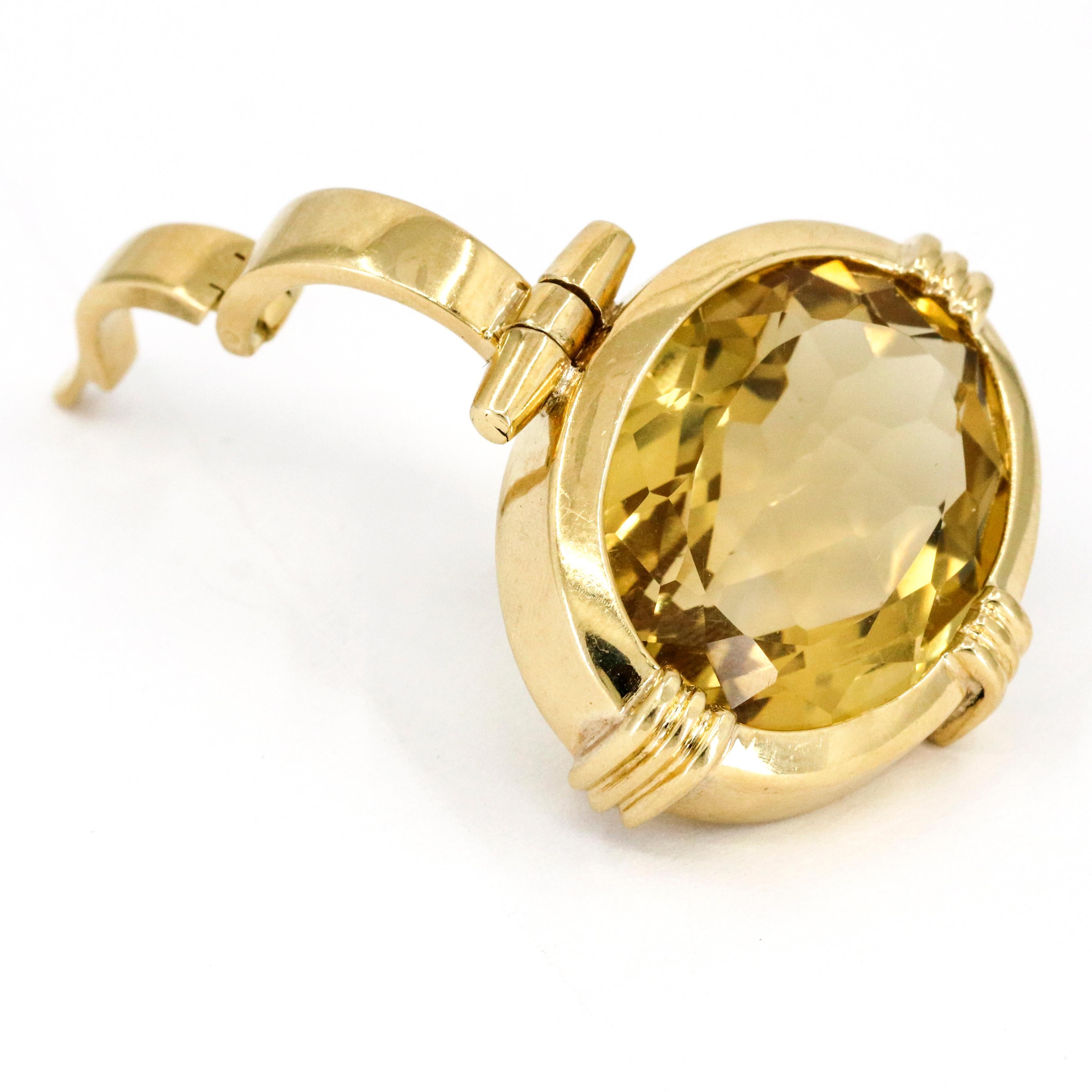 18 Karat Yellow Gold Oval Citrine Pendant Enhancer For Sale 2