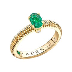 Fabergé 18K Yellow Gold Oval Emerald Fluted Ring