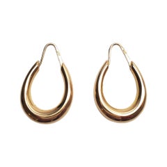 Orecchini a cerchio ovali in oro giallo 18K #17864