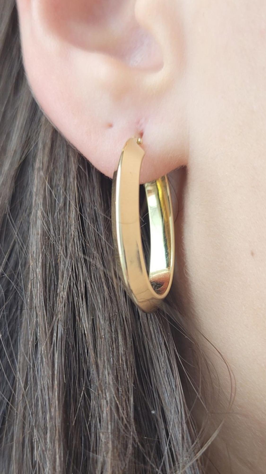 18K Yellow Gold Oval Hoop Earrings #21093 For Sale 2