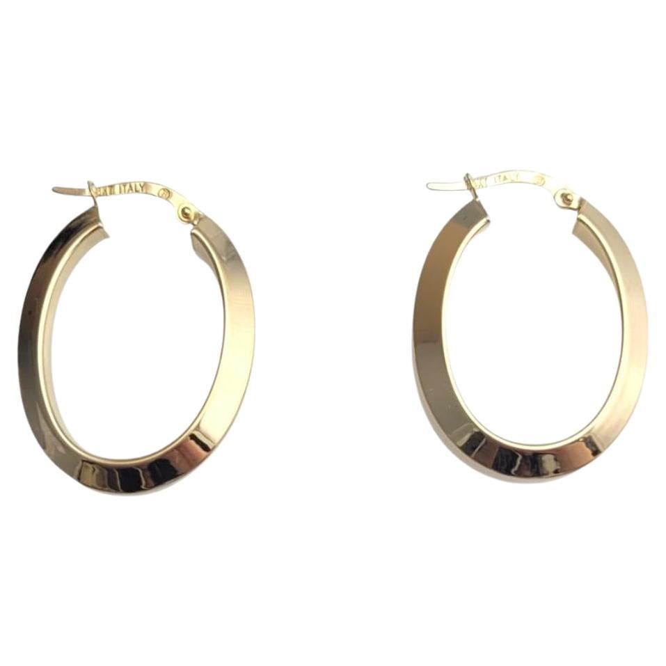 18K Yellow Gold Oval Hoop Earrings #21093