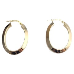 18K Yellow Gold Oval Hoop Earrings #21093