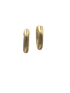 18K Yellow Gold Oval Hoop Earrings #25164