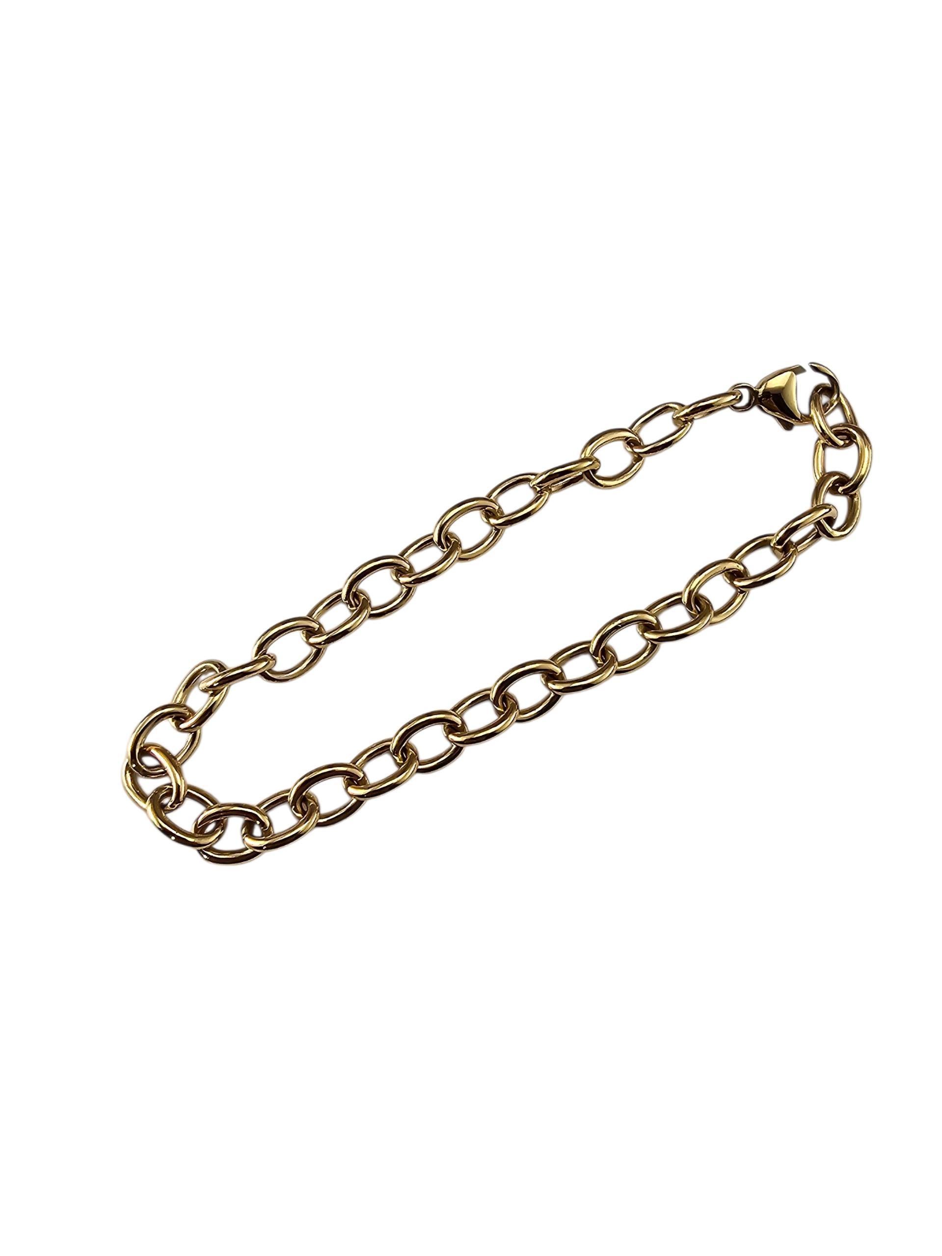Bracelet à maillons ovales en or jaune 18K #23794 Pour femmes en vente