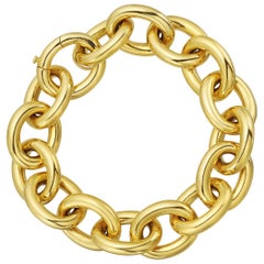 18 Karat Yellow Gold Oval Link Bracelet
