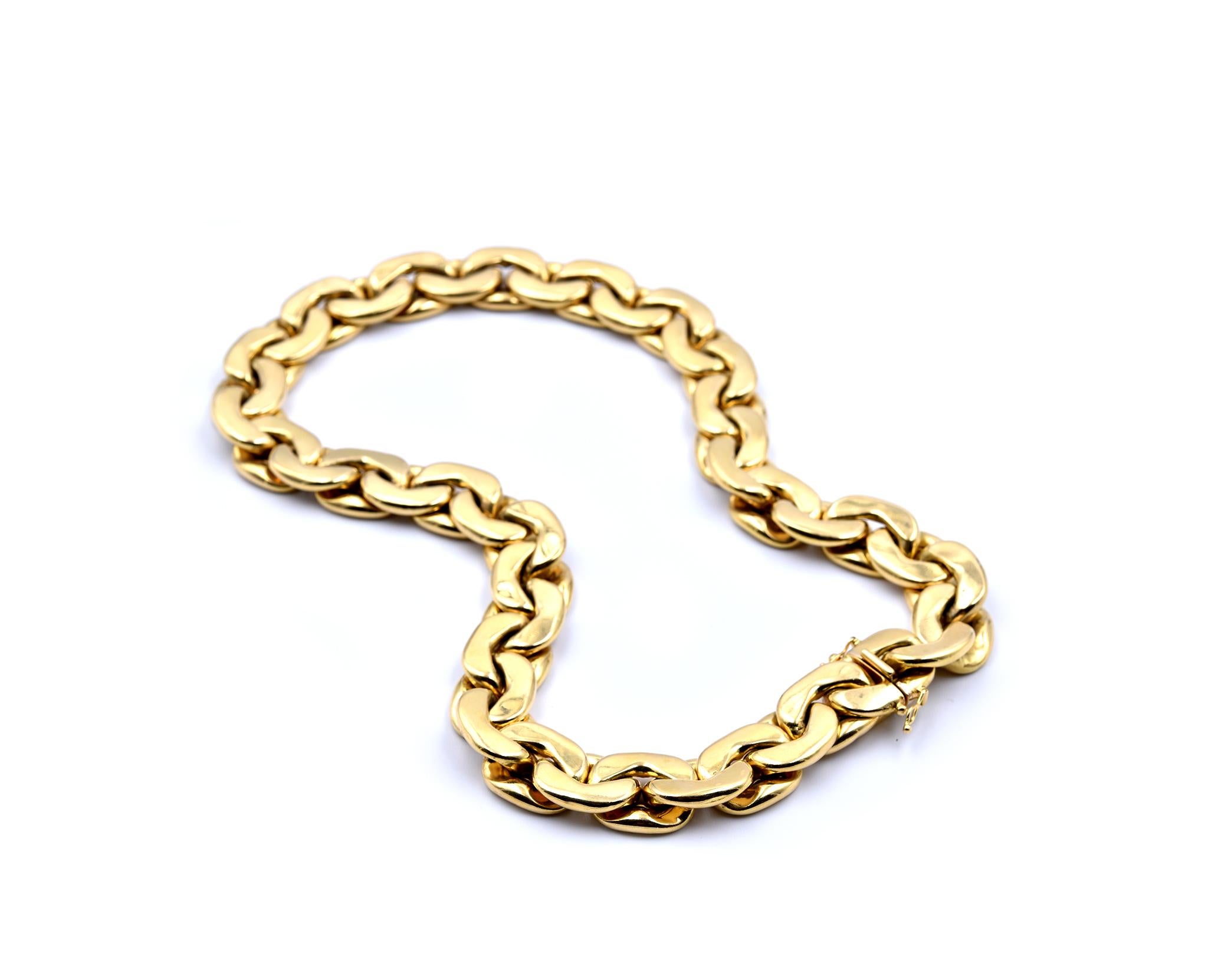 Women's or Men's 18 Karat Yellow Gold Oval Link Chain Necklace