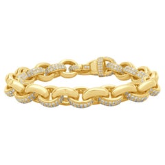 18k Yellow Gold Oval Link Diamond Bracelet