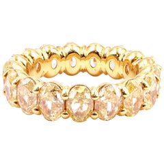18 Karat Yellow Gold Oval Natural Fancy Yellow Diamond Eternity Band 18 Karat Yellow Gold Oval Natural Fancy Yellow Diamond Eternity Band
