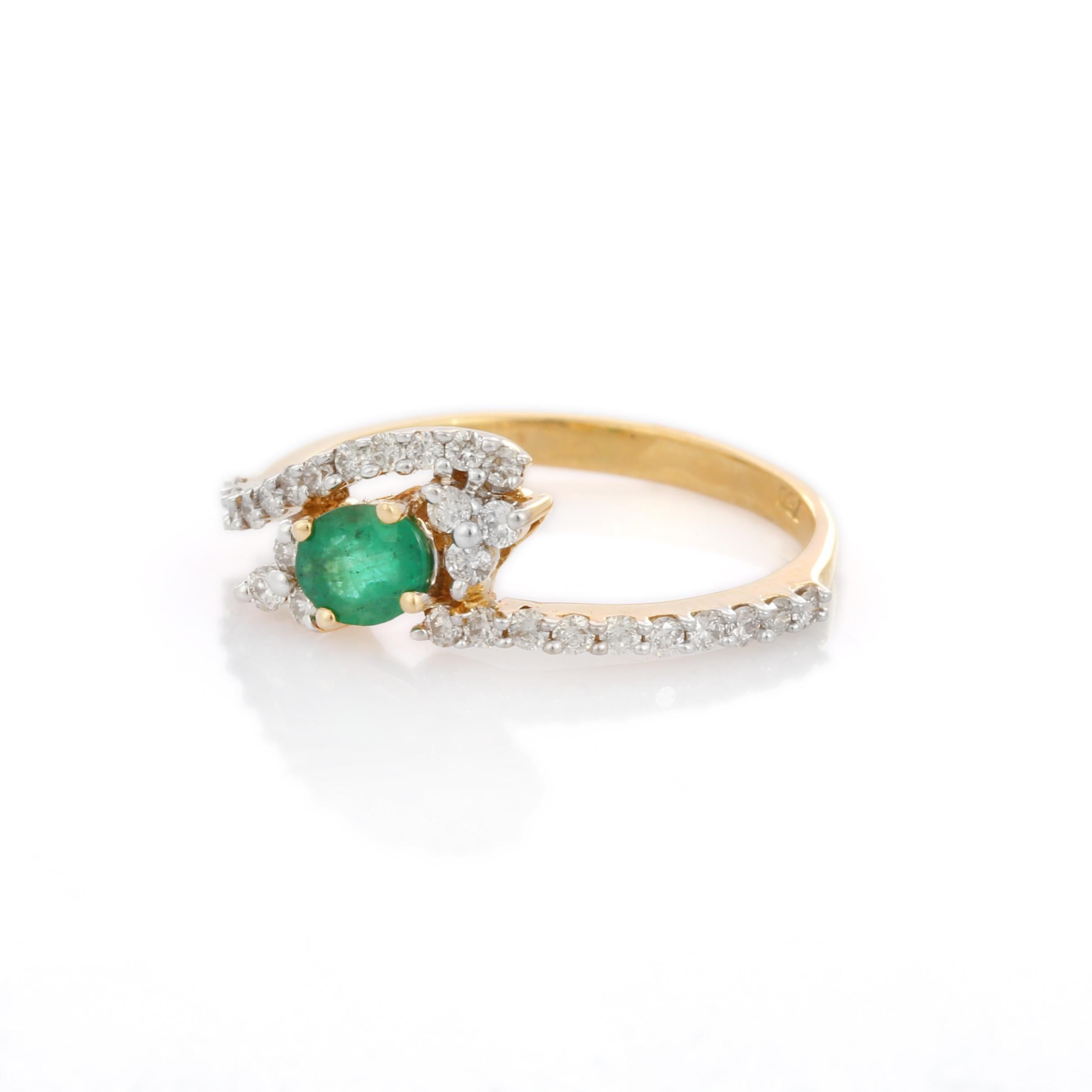For Sale:  18K Yellow Gold Oval Shaped Emerald and Diamond Ring  4