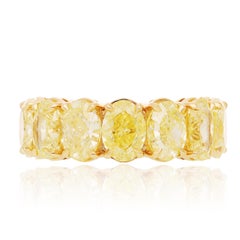 18K Yellow Gold Oval Shaped Fancy Yellow Diamond Wedding Ring