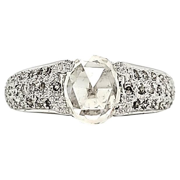 18k Yellow Gold Oval-Shaped Rose-Cut Yellow Sapphire Cts 1.63 Diamond Engagement
