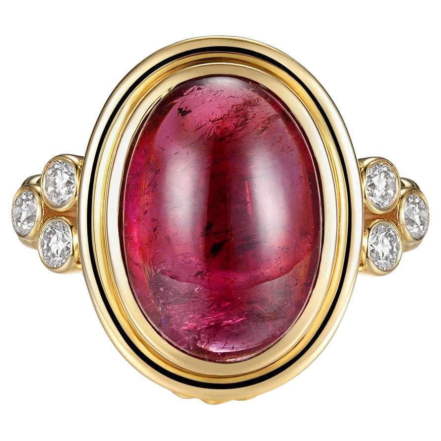Ring aus 18-karätigem Gelbgold mit einem ovalen Turmalin von 5,67 Karat und Diamantakzenten