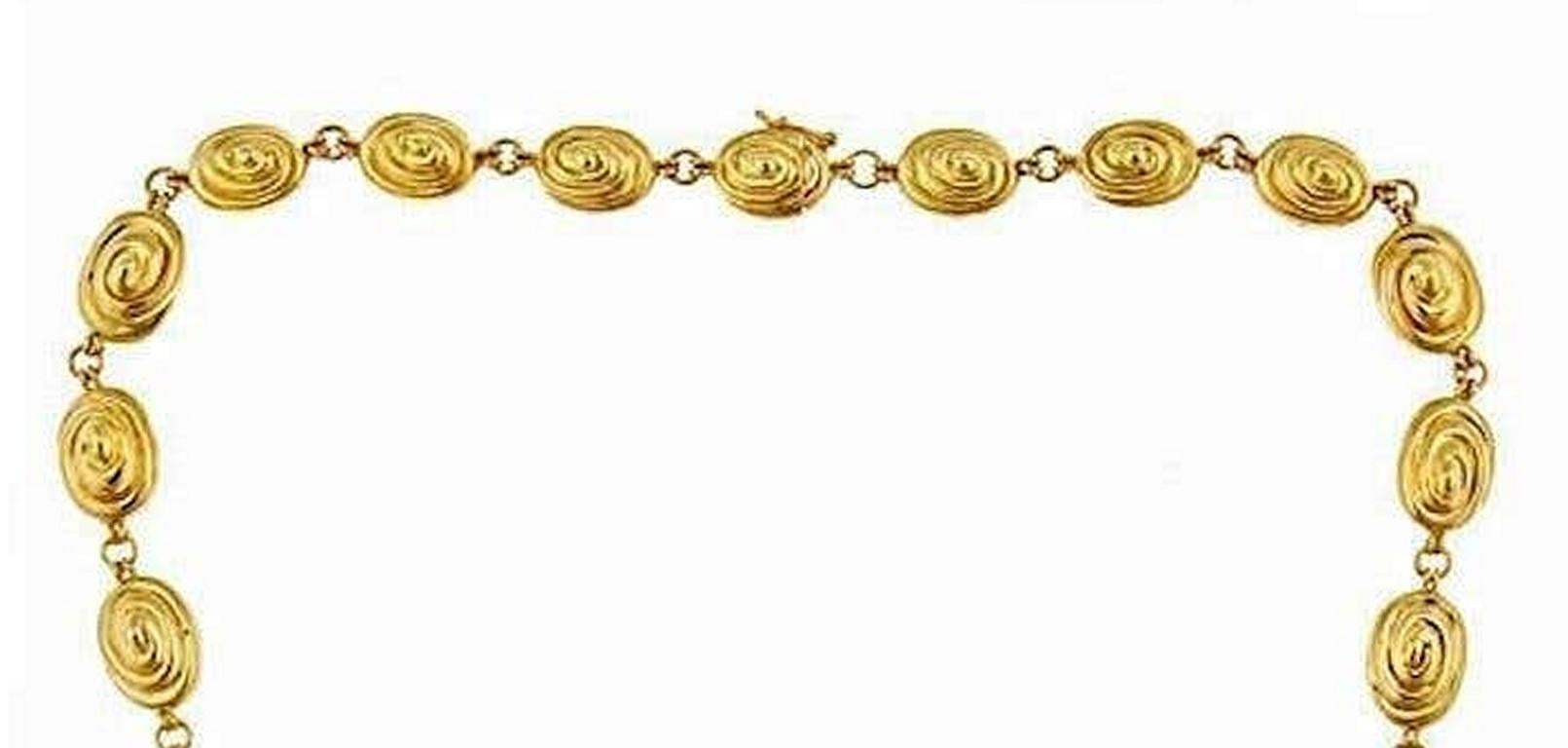 Contemporary 18k Yellow Gold OVAL WHIRLPOOL Necklace by John Landrum Bryant For Sale