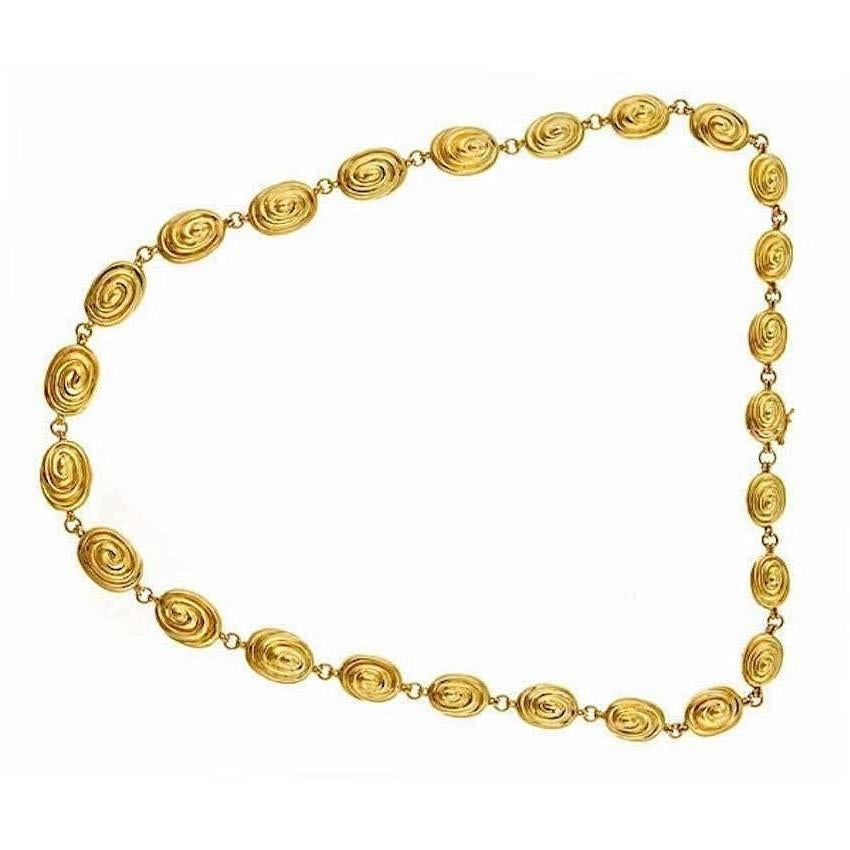 18k Yellow Gold OVAL WHIRLPOOL Necklace by John Landrum Bryant In New Condition For Sale In New York, NY