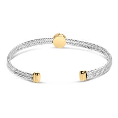 18 Karat Gelbgold über Silber Diamant Akzent und Fleur Di Lis Medaillon Armreif