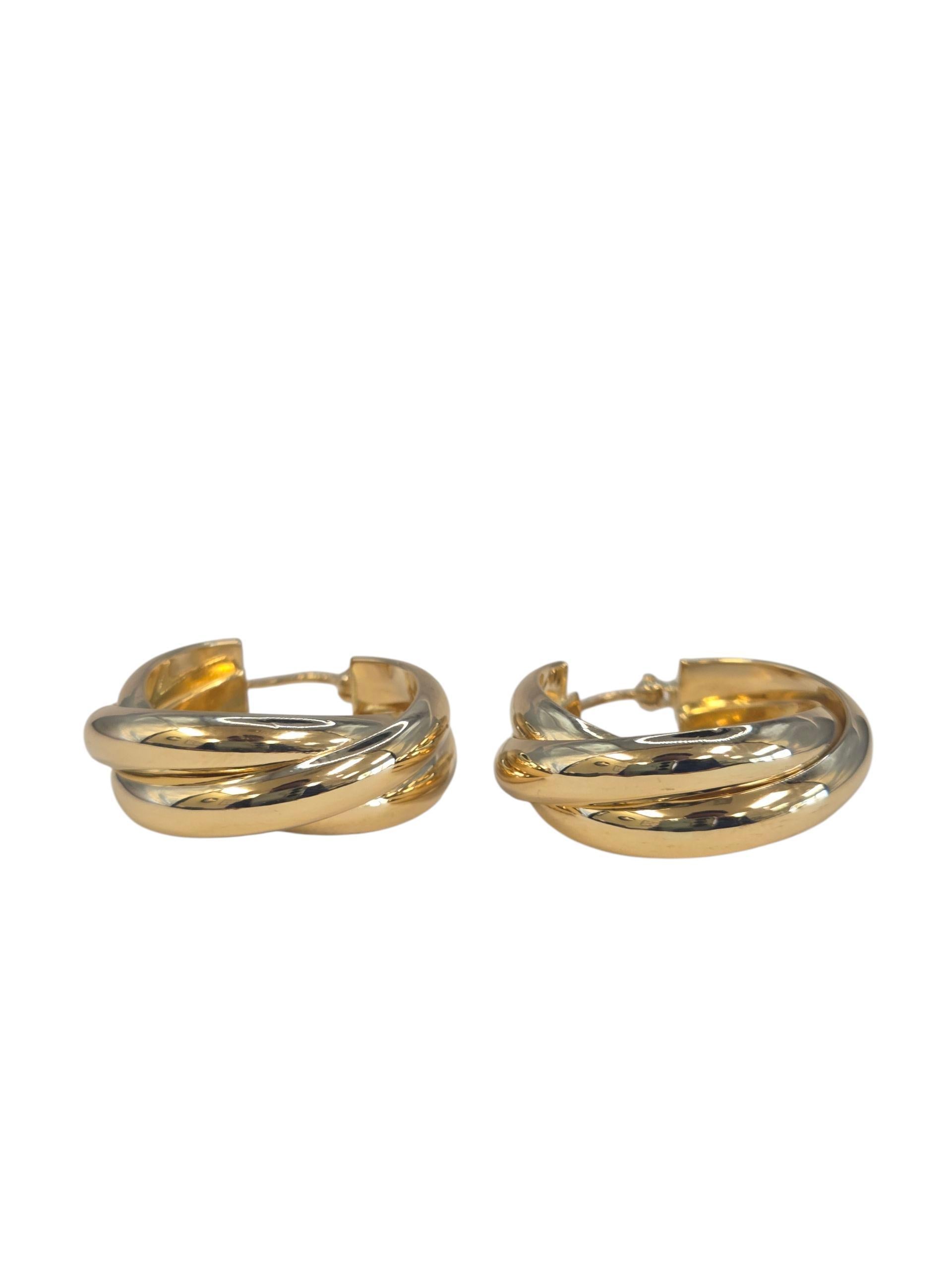 Contemporaneo Orecchini a cerchio a cerchi sovrapposti in oro giallo 18K #23540 in vendita