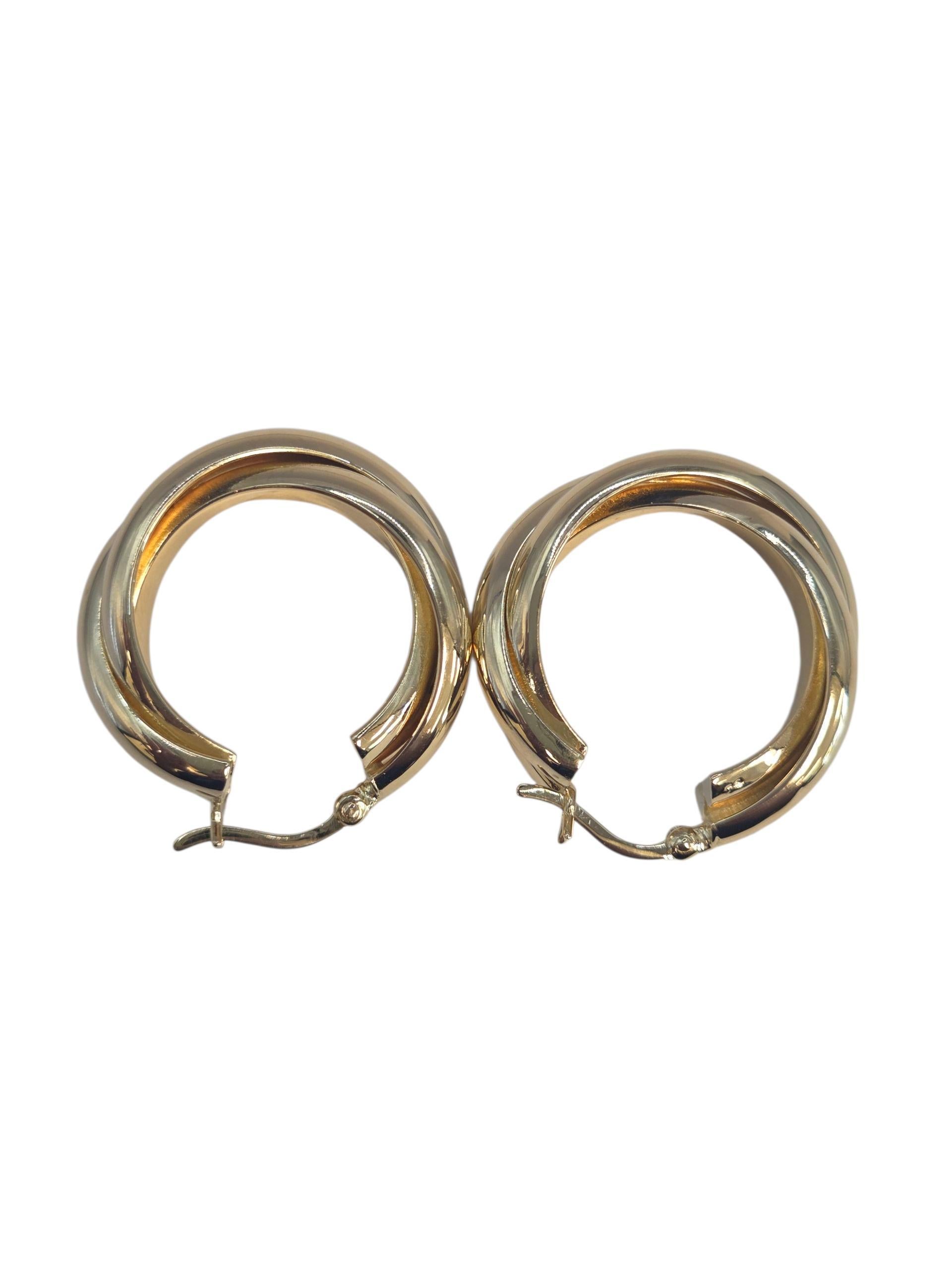 Donna Orecchini a cerchio a cerchi sovrapposti in oro giallo 18K #23540 in vendita